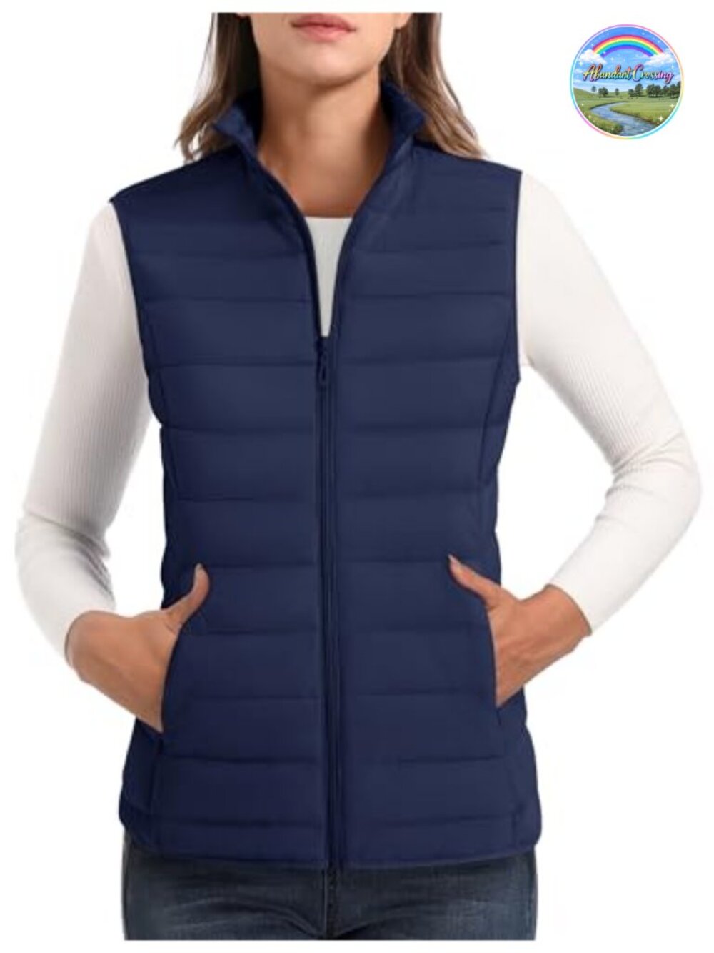 MAGCOMSEN Women's Puffer Vest Lightweight Quilted Zip Up Stand Collar
